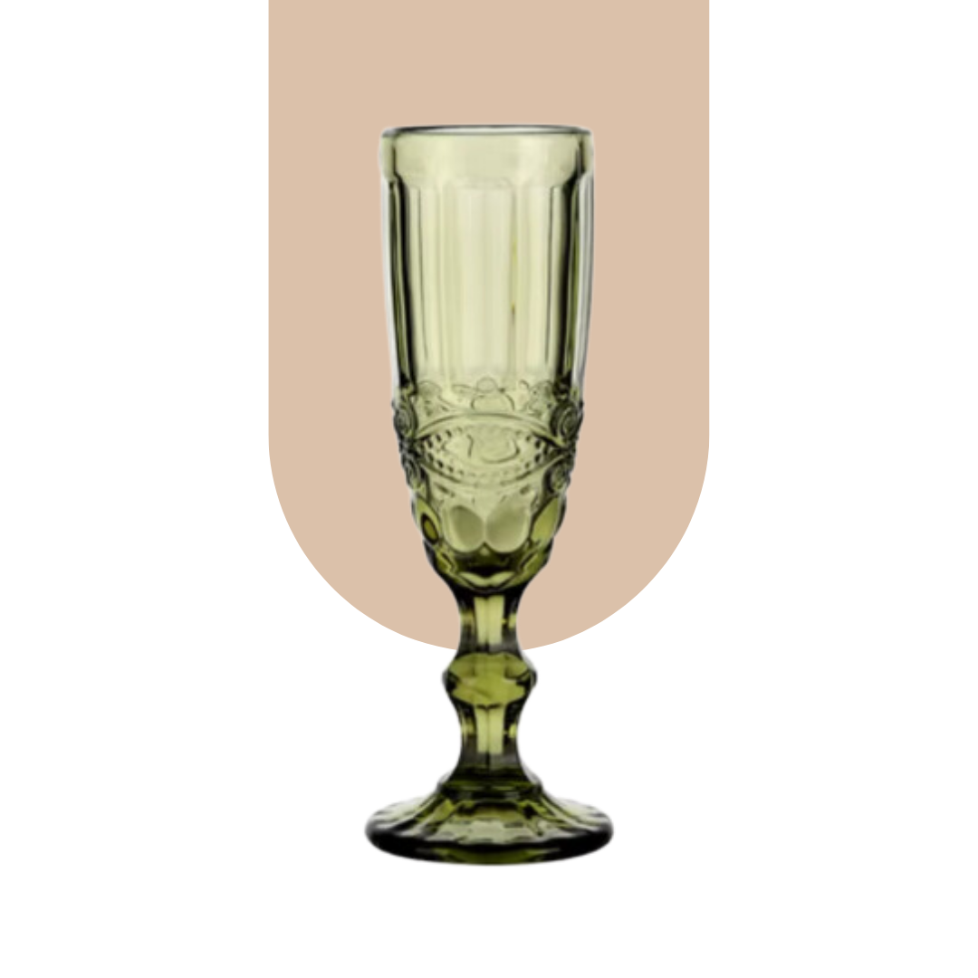 Glass - Vintage Carved Pattern Green